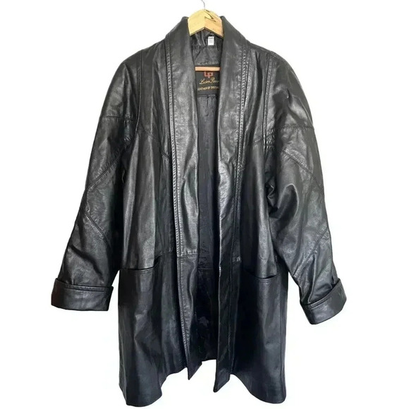 Lucien Piccard Jackets & Blazers - Vintage Black Genuine Leather Long Coat Soft Noir Lucien Piccard Women’s Size 1X